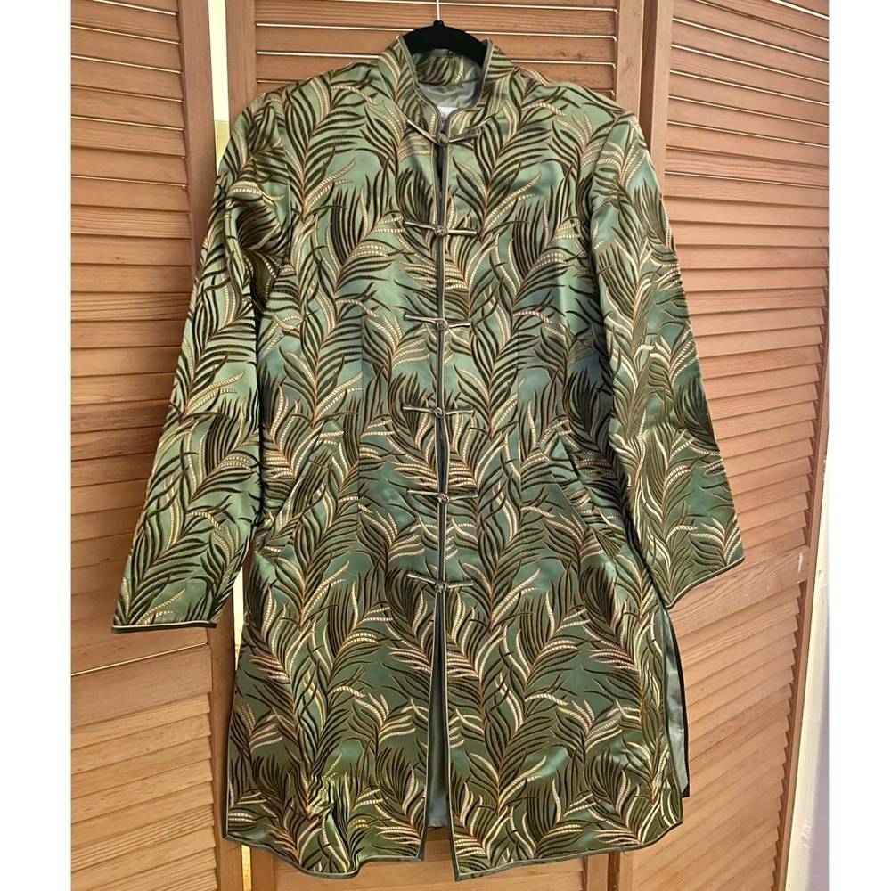 Vintage Satin Green & Gold Jacket - Cheongsam Inspired
